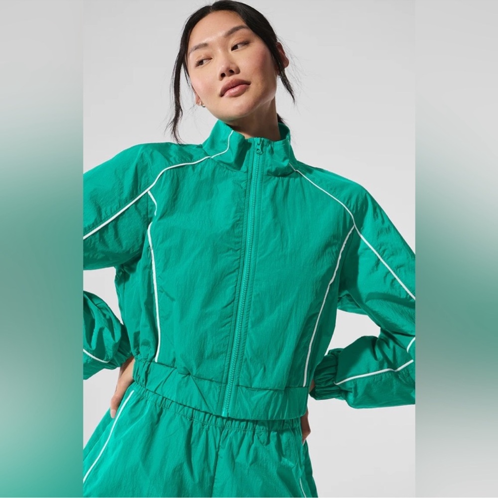 Alo Spruce Green Motivate Full-Zip Track Jacket Sz XS